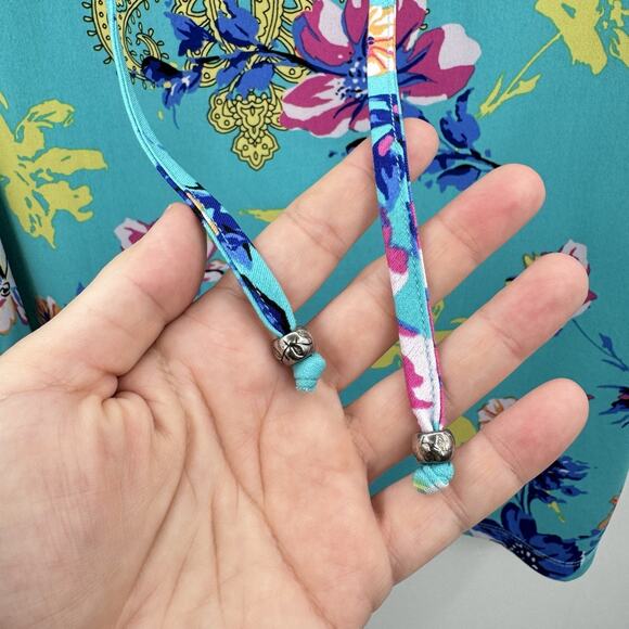 Susan Gravel Liquid Knit Paisley Floral Popover Top Size L Blue Pretty Office - Picture 5 of 11